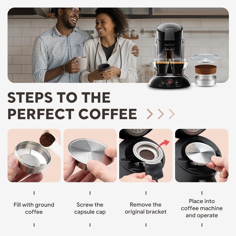 Espresso Reusable Pod Coffee Capsules for Senseo HD7801,Stainless Steel Phillips