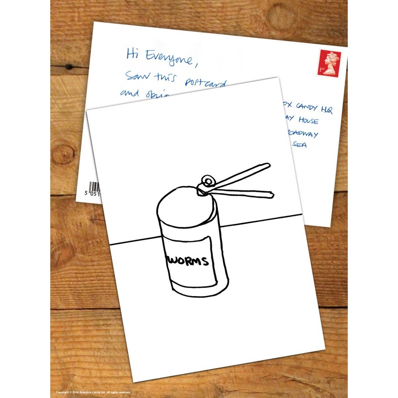 Funny Humorous 'David Shrigley Worms' Novelty Postcard