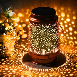 Glooglitter 1 Piece Chicken Solar Lanterns Outdoor Waterproof Hanging Solar Lights Gifts Yard Decor Lamp Metal Decorative LED Lanterns for Yard Patio Lawn Tabletop Garden