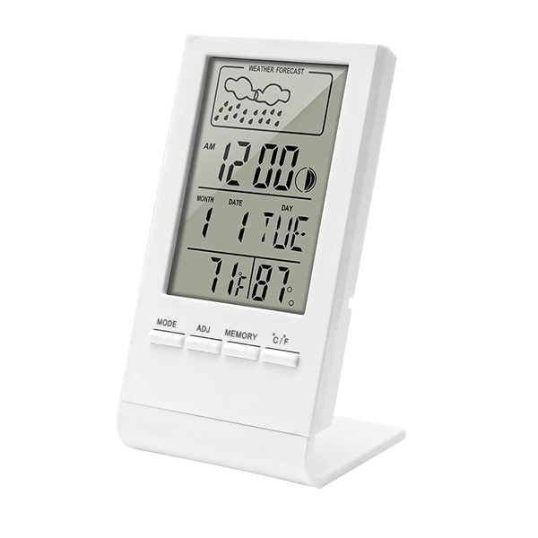 Thermometer Hygrometer Indoor XTVTX Digital Thermometer with Humidity Meter Table Clock with Alarm / Date / Weather Forecast for Greenhouse Bedroom Office Living Room