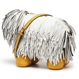 Lyuxhetaokdiq Women Dog Shaped Crossbody Shoulder Bag Handbag PU Leather Unique Novelty Dog Shaped Purse, White