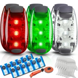 Amzonly 6pcs Navigation Lights for Boat Kayak, Battery Operated Safety Lights Kit for Night Kayaking, High Visibility, Boat Safety Whistle Included, 12PCS Extra Batteries