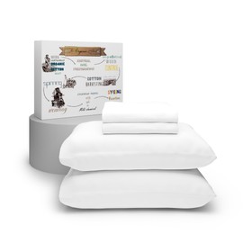 Purity Home 100% Cotton Full Size Bed Sheets, Organic Cotton White Full Size Sheet Sets, Cool & Crisp Percale Sheets, Lightweight & Breathable, Deep Pockets White Cotton Sheets Full