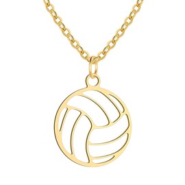 HANRESHE Volleyball Necklace Sports Gold Pendant Necklace Charm Women Gift Stainless Steel