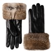 VIKIDEER Very Warm Fur Lined Gloves Women with Natural Brown