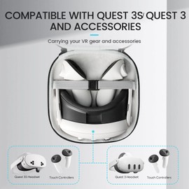 OPTOSLON Q3S Hard Carrying Case for Meta Quest 3/Quest 3S VR Headset, Touch Controller, Original Fabric Strap & Accessories, Ideal for Travel & Home Storage with Comfort Protection