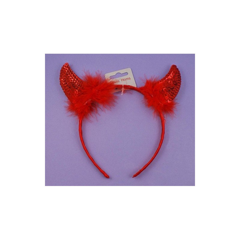 Fun pair of red sequin Devils horns on head band,