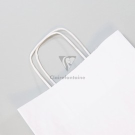 Clairefontaine 395708C - A Pack Of 25 Kraft Gift Bags - 22x10x27cm - 100g - Colour: White - Twisted Handles - Ideal For: Gift Wrapping, Food Industry, Basic Kraft Bag