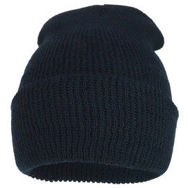 Armycrew Made in USA Government Issue Watch Wool Cuff Long Beanie Hat - Dark Navy