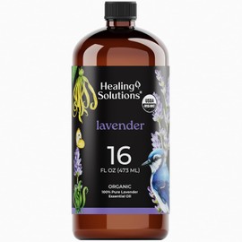 Healing Solutions Organic Lavender Essential Oil Bulk, 16oz - Lavender Essential Oil Large Bottle for Skin, Cleaning & More - Aromatherapy Diffuser Oil - Lavender Oil Spray - Lavender Oil for Cleaning