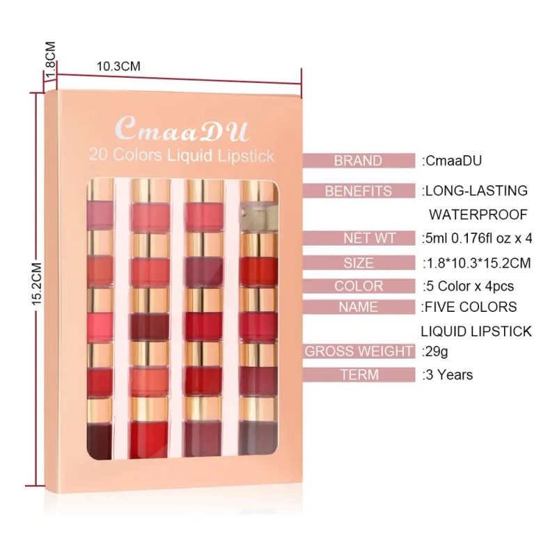 Set Cmaadu De 4 Brillos Labiales A Prueba De Agua