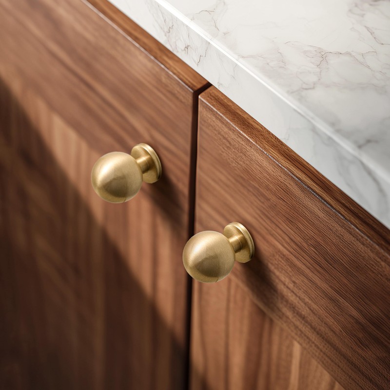 RZDEAL 1 Inch Gold Ball Cabinet Knobs Solid Brass Kitchen