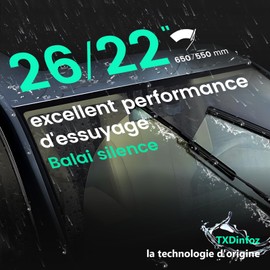 TXDinfoz professionel Windshield Wiper Blades nutural rubber 26" + 22" 2005-2021 Honda Odyssey,2006-2009 Honda Civic,2009-2015 Toyota Venza,2007-2015 Lexus RX350,2010-2015 Lexus RX450h,etc