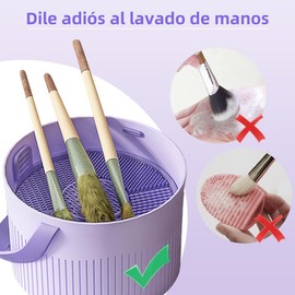 Caja de Limpieza de Brochas de Maquillaje Limpieza, Secado y Almacenamiento 3 en 1,Cepille el material del silicón de la limpieza y del almacenamiento del soplo del huevo de la belleza(Púrpura)