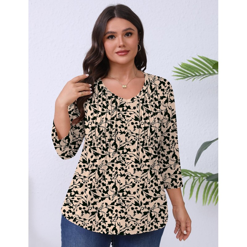 Romanstii Plus Size Spring Clothes for Women 3/4 Length Sleeve