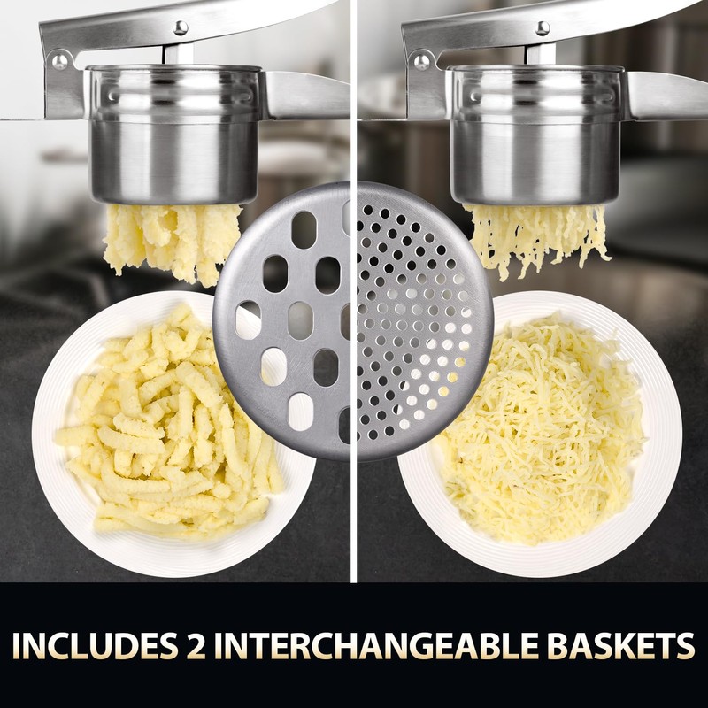 Potato Ricer, Sopito 15oz Stainless Steel Potato Masher with 2