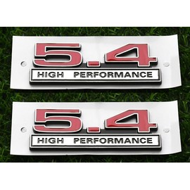 2pcs 5.4L Liter High Performance Badge V6 Engine Emblems Badge 3D Decals Stickers Cars Trucks (Chrome Red)