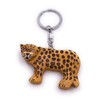 H-Customs Leopard Africa Animal Wood Elegant Handmade Keyring Pendant