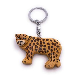 H-Customs Leopard Africa Animal Wood Elegant Handmade Keyring Pendant