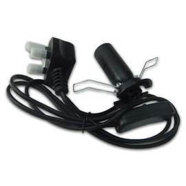 Salt Lamps UK Replacement Electrical Cable 2 Metal Clip with Button Switch - UK 3Pin Plug Plus Bulb
