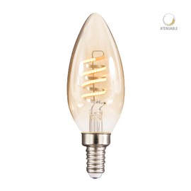 Tecnolite Foco LED Filamento Vintage, Luz Cálida 2 700 k, Atenuable, Con Acabado Ámbar, Base E12, 3.8 W, 420 lm, 127 V,