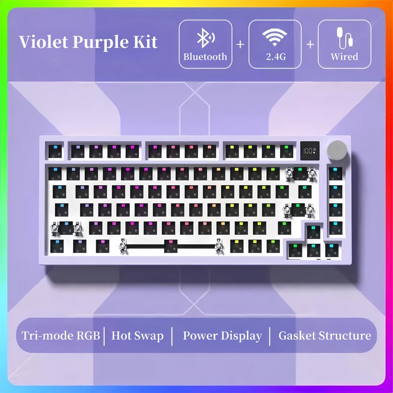 FKZ K75 Barebone Keyboard Kit,75% Hot Swap Tri-Mode Bluetooth 5.0/2.4G