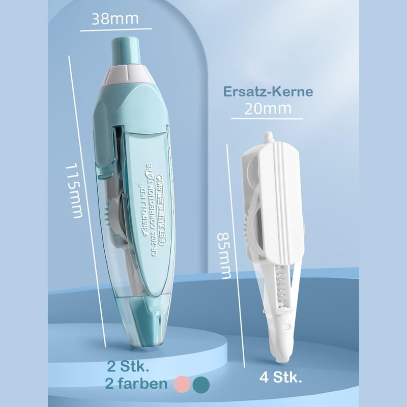 EUDUQ Refillable Retractable Correction Roller, Pack of 2 6 m