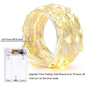 Highill 20LED Fairy Light Battery Operated, LED Lights with Timer Setting Warm White String Lights, 2M Silver Wire Starry Lighting, for Bedroom, Christmas Tree, Wedding Decor Idea Put in Jars（2pack）