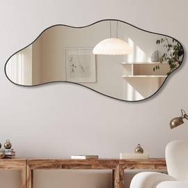 DAOYIJIAJU Large Irregular Wall Mirror, Big Asymmetrical Organic Mirror, Modern Unique Mirrors for Living Room Bathroom Bedroom Entryway Fireplace, 47.2"x21.6"