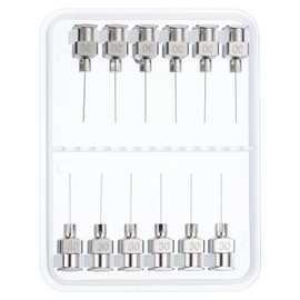 PATIKIL 30Ga x 0.5 Inch Stainless Steel Dispensing Needle Tips, 12Pcs Metal Glue Needle Tube Blunt Tips Luer Lock for Thick Glue Ink Lab, Silver