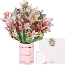 Sea Team Pop Up Card - 3D Bouquet Greeting Card for Birthdays, Anniversaries, Teachers, Thank You - Includes a Blank Envelope (Lily)