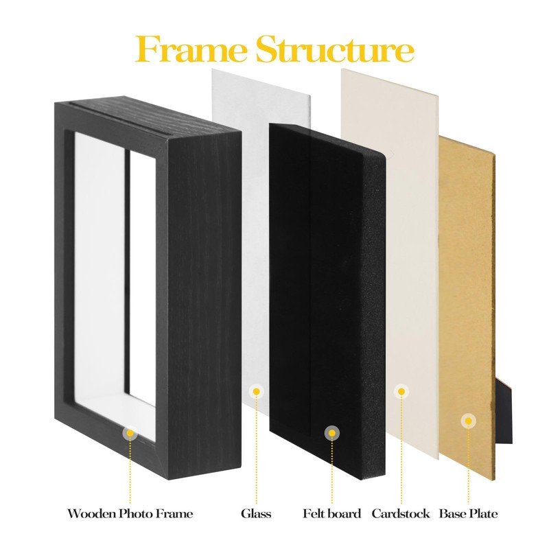 Black Lapel Pin Display Case, 4x6 Shadow Box Frame for