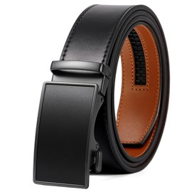 VATAN Men's Belt Leather Ratchet Belt for Men Dress Casual Every Day with Adjustable Buckle, Trim to Fit (Black-Basic Matte, 46" to 52" Waist Adjustable)