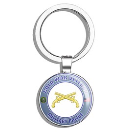 HJ Media U.S. Army Cold War Military Police Veteran Metal Round Metal Key Chain Keychain Ring