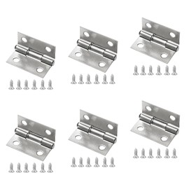 6Pack Butt Hinge 1 Inch Mini 304 Stainless Steel Small Cabinet Folding Craft Hinges with Mounting Screws for Boxes Gate Drawer