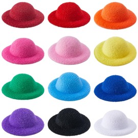SUNNYCLUE 24Pcs 12 Colors Mini Formal Hats Mini Felt Top Hats Tiny Top Hat Handmade Party Hat Small Miniature Hats Colorful Mini Hats for Christmas Ornaments DIY Art Crafts Hair Accessories Decoraion