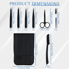 Nivofu Juego de Pinzas de Depilar para Cejas, Juego de Pinzas para Cejas para Mujer, 7 Pinzas Kit para Cejas Profesional con Tijeras Curvadas Bolsa de Almacenamiento Diseño Antideslizante Seguro