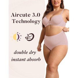 AIRCUTE Washable Urinary Incontinence Potective Underwear for Women Leak Proof Absorbent Cotton Panties 60ML 1 Pack (Dusk, Large)