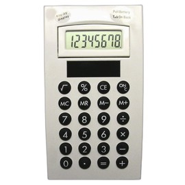 Solar Powered Calculator, Flip-Up Display, Battery Backup, White