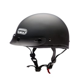 MMG Half Open Face Helmet Motorcycle Cruiser Classic DOT - Goggles Included. (Matte Black, L)