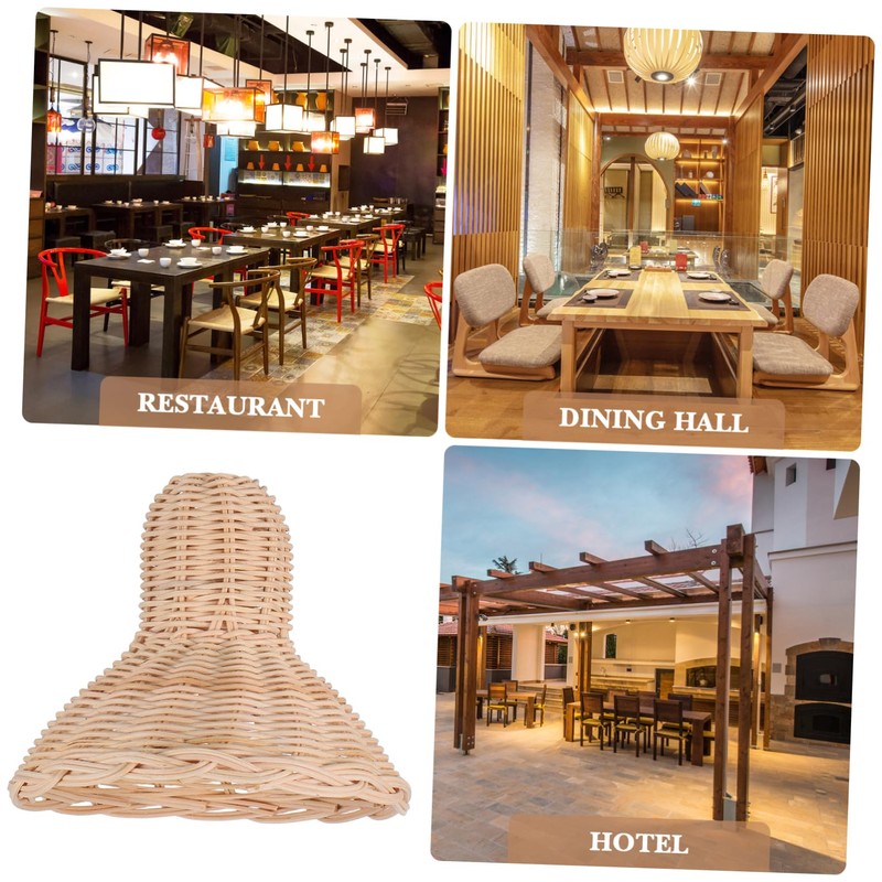 ORFOFE Vintage Rattan Lampshade Boho Style Bedside Lamp Handwoven Wicker