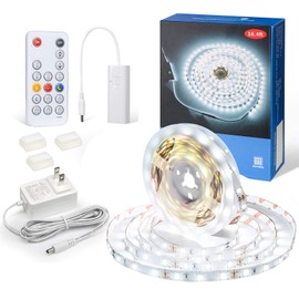 White LED Strip Lights, WOBANE Dimmable LED Light Strip Kit, 16.4ft Flexible Tape Lights for Bedroom,Kitchen,Under Cabinet,Bright 6500K Daylight, LED Mirror Lighting for Vanity Makeup Dressing Table