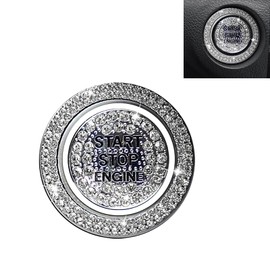 yorpyep Car Engine Start Button Sticker, Scratch-Resistant Dust-Proof Ignition Button Protection Sticker, Diamond-Encrusted Stylish Automative Switch Decoration, for Most Cars (White)