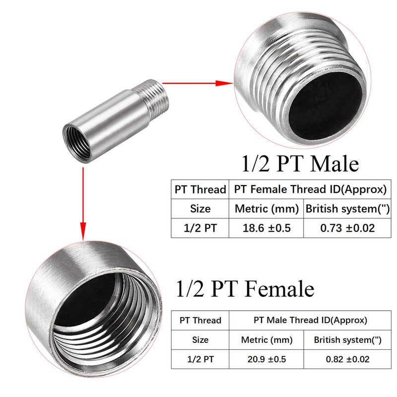 OFOWIN Shower Head Extension Arm Stainless Steel, 1/2 PT Male