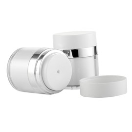 Outanaya 2Pcs Leakproof Double Layer Sub Bottles Vacuum Creams Containers for Travel Toiletries Portable Lotion Jars Safe Durable Cosmetic Storage