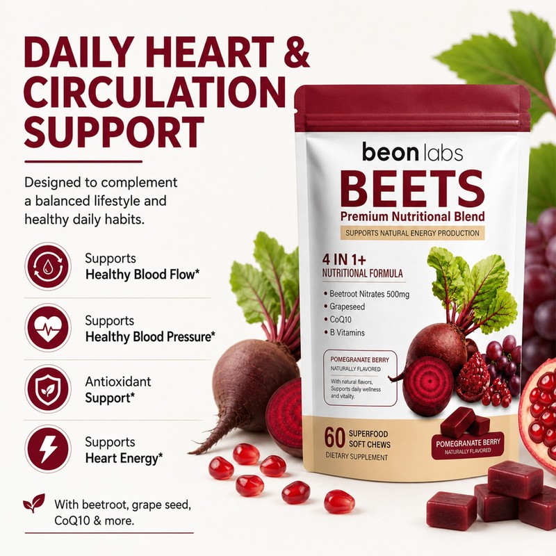 Beet Chews, with L-CoQ10 & Grape Seed, 60 Chew