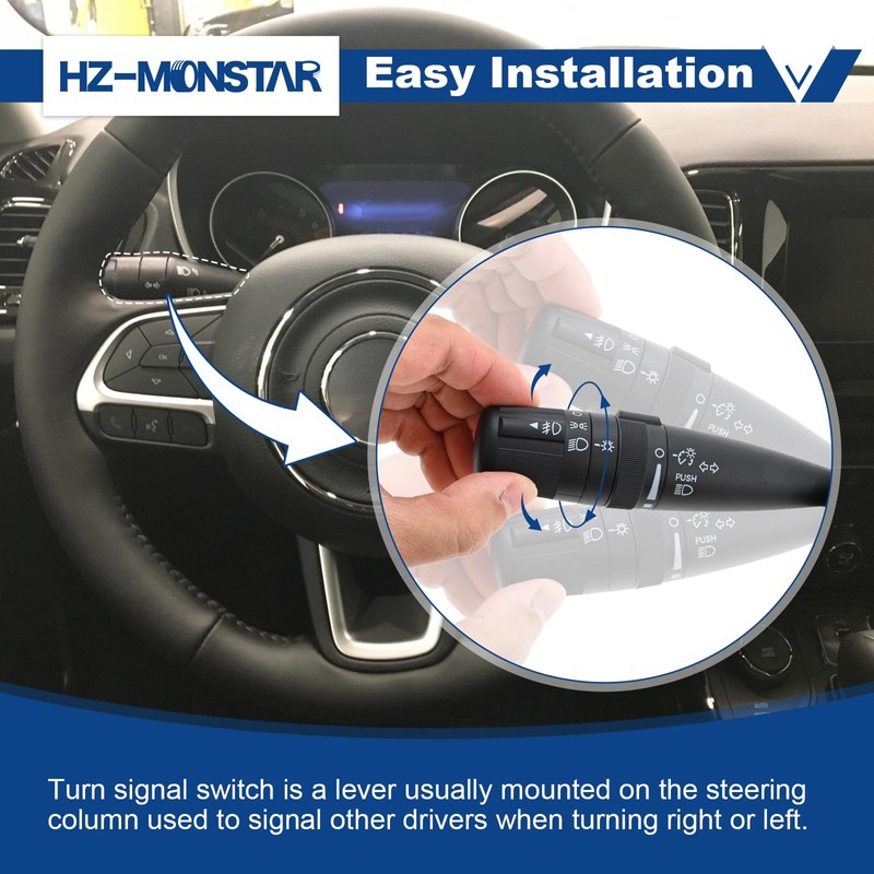 HZ-MONSTAR Turn Signal Switch Multifunction Control, Headlight Dimmer Switch Compatible