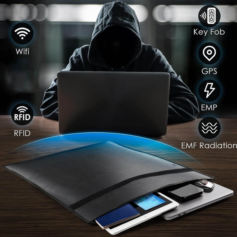 4Pcs Faraday Bag Black Portable Fireproof Waterproof Safe Reliable Faraday