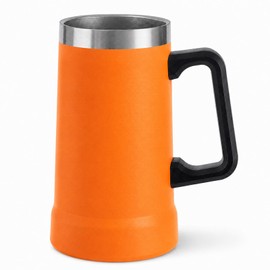 Insulated Beer Stein Tumblers, Orange, 24 ounces(No Straw, No Lid)