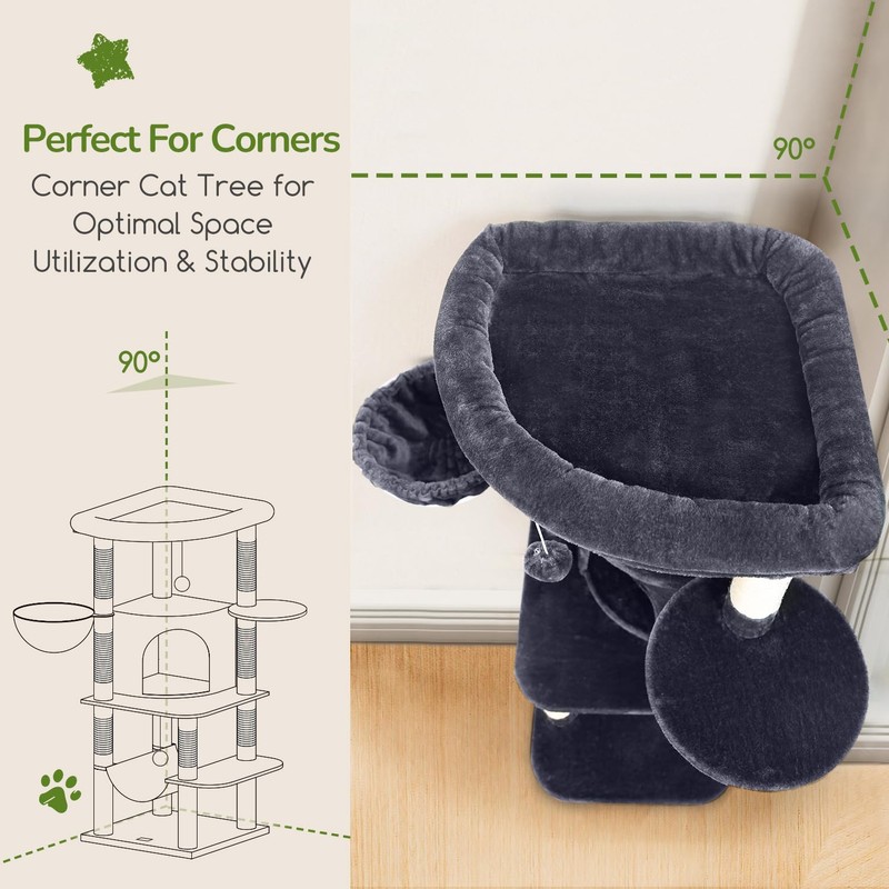Globlazer C51 Corner Cat Tree Condo for Indoor Cats, 51in